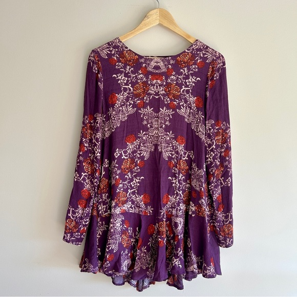 Free People Smooth Talker Boho purple floral dress - Picture 2 of 7